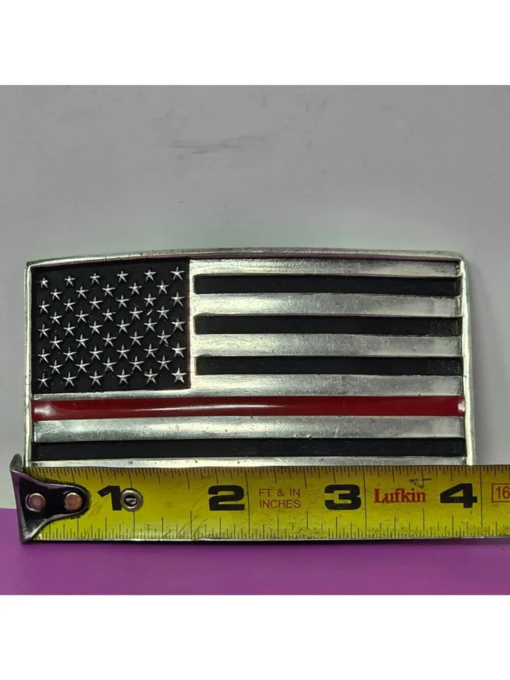 Attitude Buckles Thin Red Line American Flag Belt Buckle By Montana Silversmiths